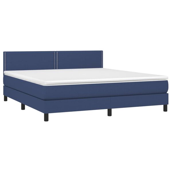 vidaXL Boxspring met matras en LED stof blauw 160x200 cm