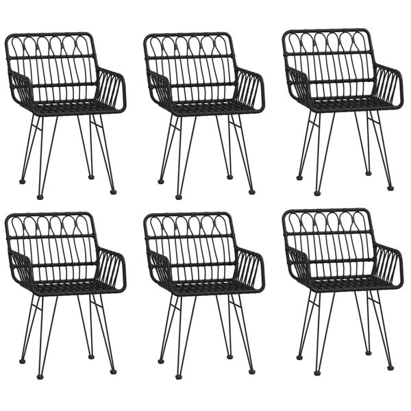 vidaXL 7-delige Tuinset poly rattan zwart