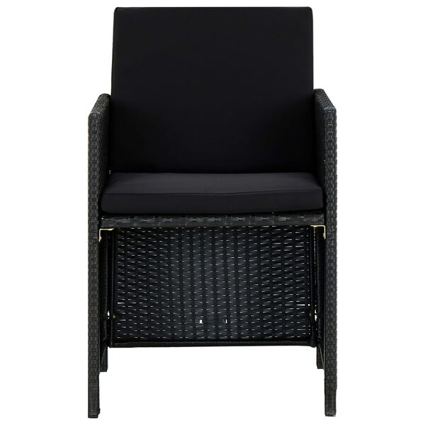 vidaXL 5-delige Tuinset met kussens poly rattan zwart