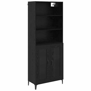 vidaXL Hoge kast Zwart Eiken 69,5 x 34 x 180 cm Bewerkt hout