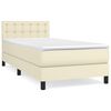 vidaXL Boxspring met matras kunstleer cr&egrave;mekleurig 100x200 cm