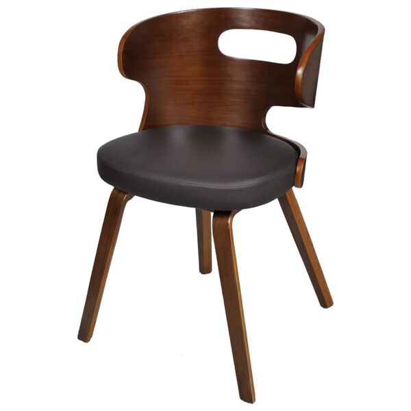 vidaXL Eetkamerstoelen 4 st gebogen hout en kunstleer bruin