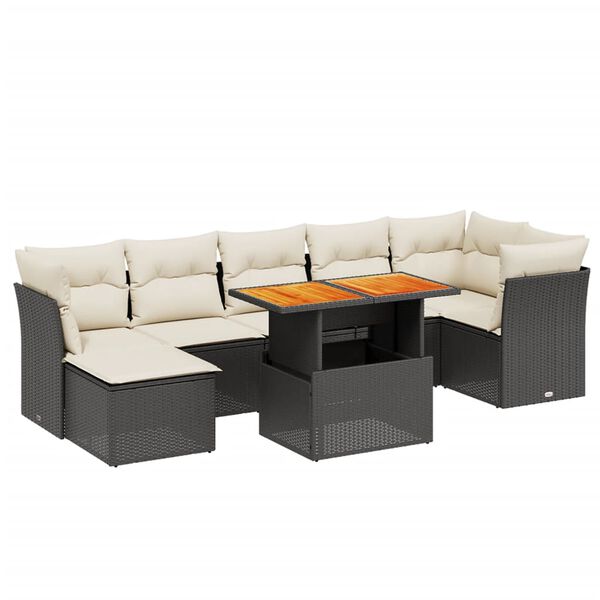 vidaXL 8-delige Loungeset met kussens poly rattan zwart