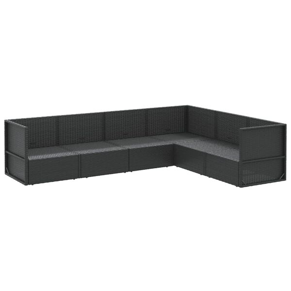 vidaXL 6-delige Loungeset met kussens poly rattan zwart