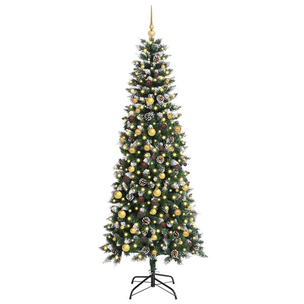 vidaXL Kunstkerstboom met 300 LED Groen 210 cm PVC en Plastic en Staal