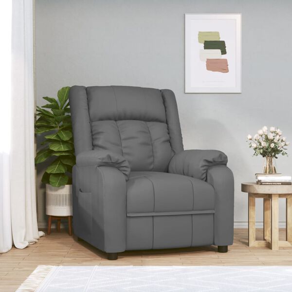 vidaXL Fauteuil verstelbaar kunstleer grijs