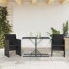 vidaXL 3-delige Bistroset met kussens poly rattan zwart
