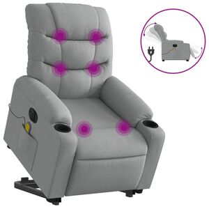 vidaXL Sta-op-massagestoel elektrisch verstelbaar stof lichtgrijs