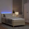 vidaXL LED Box Spring Bed met matras met LED Cr&egrave;me 90 x 190 cm Stof