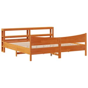 vidaXL Bedframe met hoofdbord massief grenenhout wasbruin 200x200 cm