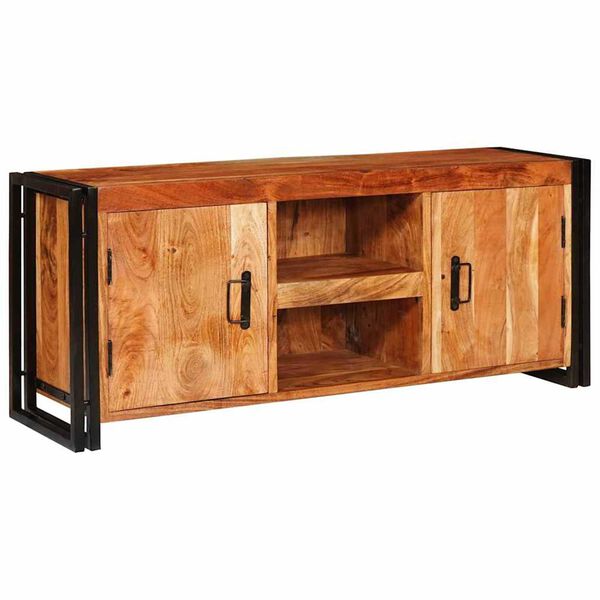 vidaXL TV-kast met plank Bruin 120 x 33 x 50 cm Massief acaciahout
