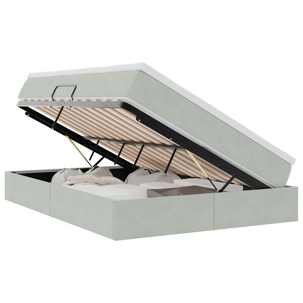 vidaXL Opbergbed met matras met matras Lichtgrijs 140 x 200 cm Fluweel