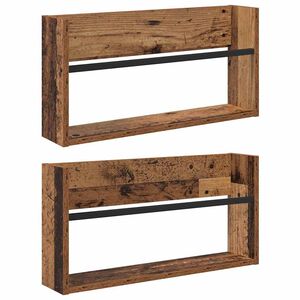 vidaXL Tijdschrift Rek 2 st Oudhout 60 x 12 x 30 cm Bewerkt hout