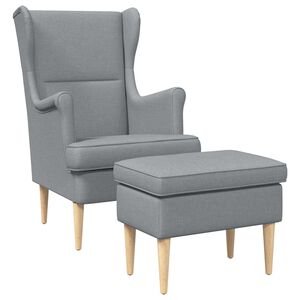 vidaXL Fauteuil met Voetenbank 2 st Lichtgrijs Stof