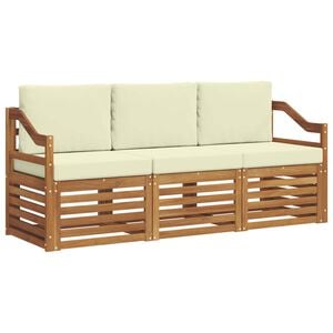 vidaXL Sofa-Sets 3 pcs Natuurlijk en Cr&egrave;me Massief Acaciahout