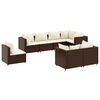 vidaXL 8-delige Loungeset met kussens poly rattan bruin