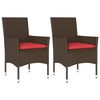 vidaXL Tuinstoelen 2 st met kussens poly rattan bruin