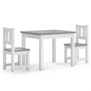 vidaXL 3-delige Kindertafel- en stoelenset MDF wit en grijs