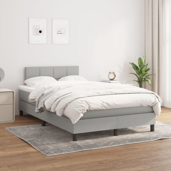 vidaXL Boxspring met matras stof lichtgrijs 120x190 cm