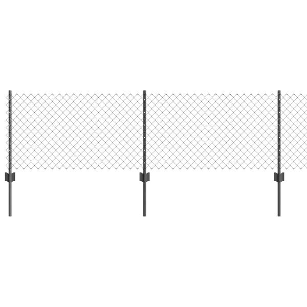 vidaXL Hek met Paal Grijs 0,6 x 10 m Staal en PVC