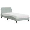 vidaXL Bed met matras "Dover" fluweel lichtgrijs 90x190 cm