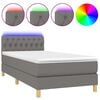 vidaXL Boxspring met matras en LED stof donkergrijs 100x200 cm