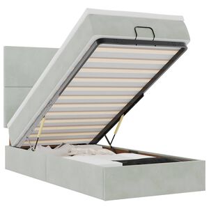 vidaXL Ottoman bed met matrassen en LED's 80x200cm fluweel lichtgrijs