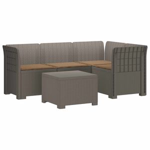 vidaXL 4-Persoons Tuinbank met Kussens Rieten Look PP Lichtgrijs