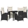 vidaXL Tuin eettafelset 5 st Zwart poly rattan
