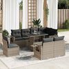 vidaXL 9-delige Loungeset met kussens poly rattan grijs