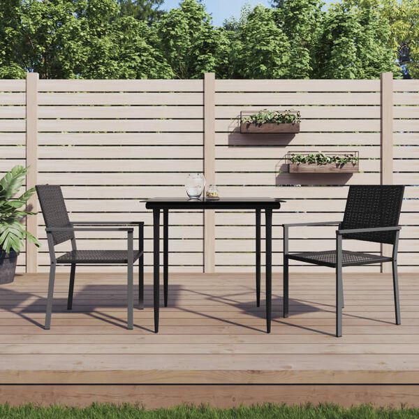 vidaXL 3-delige Tuinset met kussens poly rattan en staal