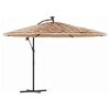 vidaXL Parasol met LED's en stalen paal 246x246x230 cm bruin