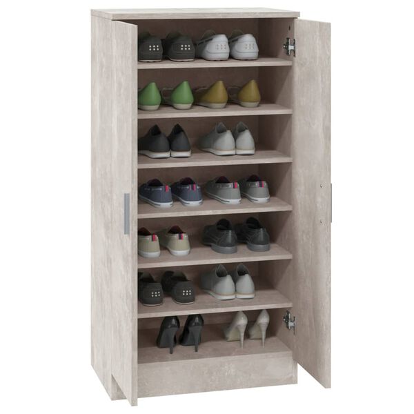 vidaXL Schoenenkast 55x35x108 cm bewerkt hout betongrijs