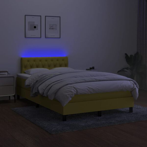 vidaXL Boxspring met matras en LED stof groen 120x200 cm