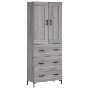 vidaXL Hoge kast 69,5x34x180 cm bewerkt hout grijs sonoma eikenkleurig