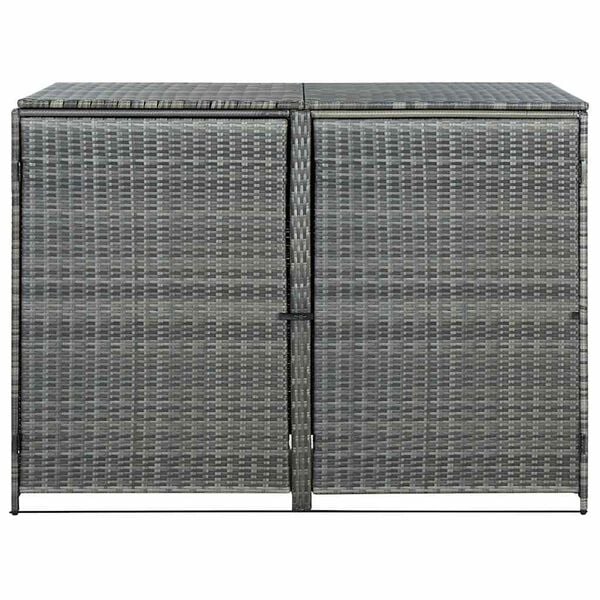 vidaXL Containerberging dubbel 148x77x111 cm poly rattan antraciet