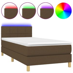 vidaXL Boxspring met matras en LED stof donkerbruin 80x200 cm