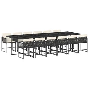 vidaXL 13-delige Tuinset met kussens poly rattan zwart