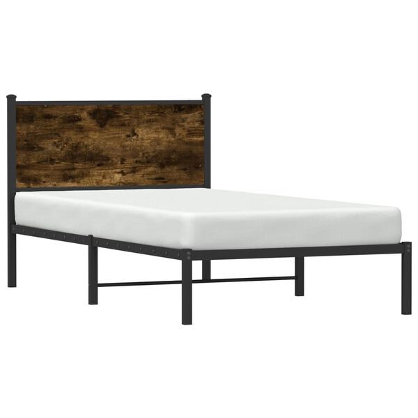 vidaXL Bedframe zonder matras metaal gerookt eikenkleurig 107x203 cm