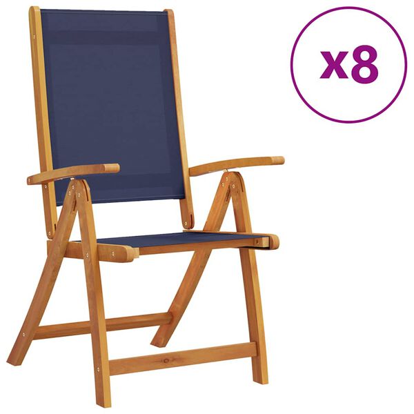 vidaXL Tuinstoelen inklapbaar 8 st massief acaciahout en textileen