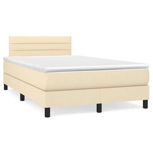 vidaXL Boxspring met matras en LED stof cr&egrave;mekleurig 120x190 cm