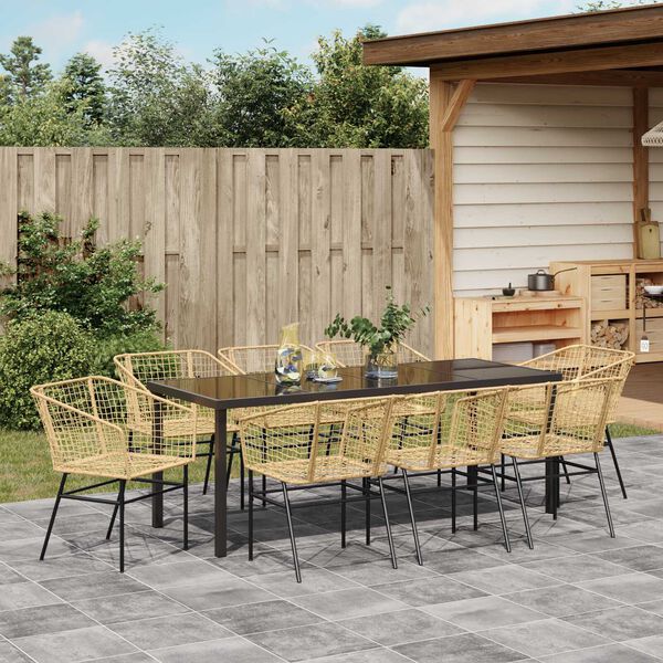 vidaXL Tuin Eetset 9 pcs Bruin poly rattan