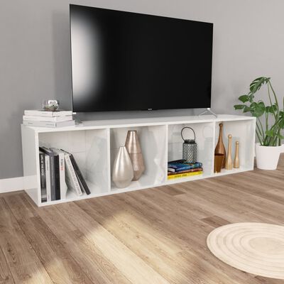 vidaXL Boekenkast/tv-meubel 36x30x143 cm bewerkt hout hoogglans wit