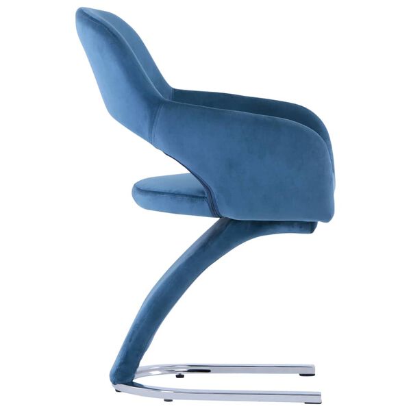 vidaXL Eetkamerstoelen 2 st fluweel blauw