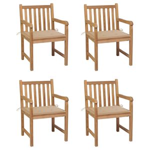 vidaXL Tuinstoelen 4 st met beige kussens massief teakhout