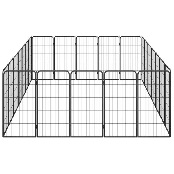 vidaXL Hondenkennel 24 panelen 50 x 100 cm gepoedercoat staal zwart