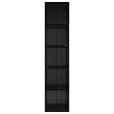 vidaXL Cd-kast 21x16x93,5 spaanplaat hoogglans zwart