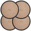 vidaXL Jute placematten 4 pcs Naturel en Zwart &Oslash; 30 cm 100% Tossa Jute