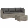 vidaXL 4-delige Loungeset met kussens poly rattan grijs