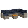 vidaXL 9-delige Loungeset met kussens poly rattan grijs